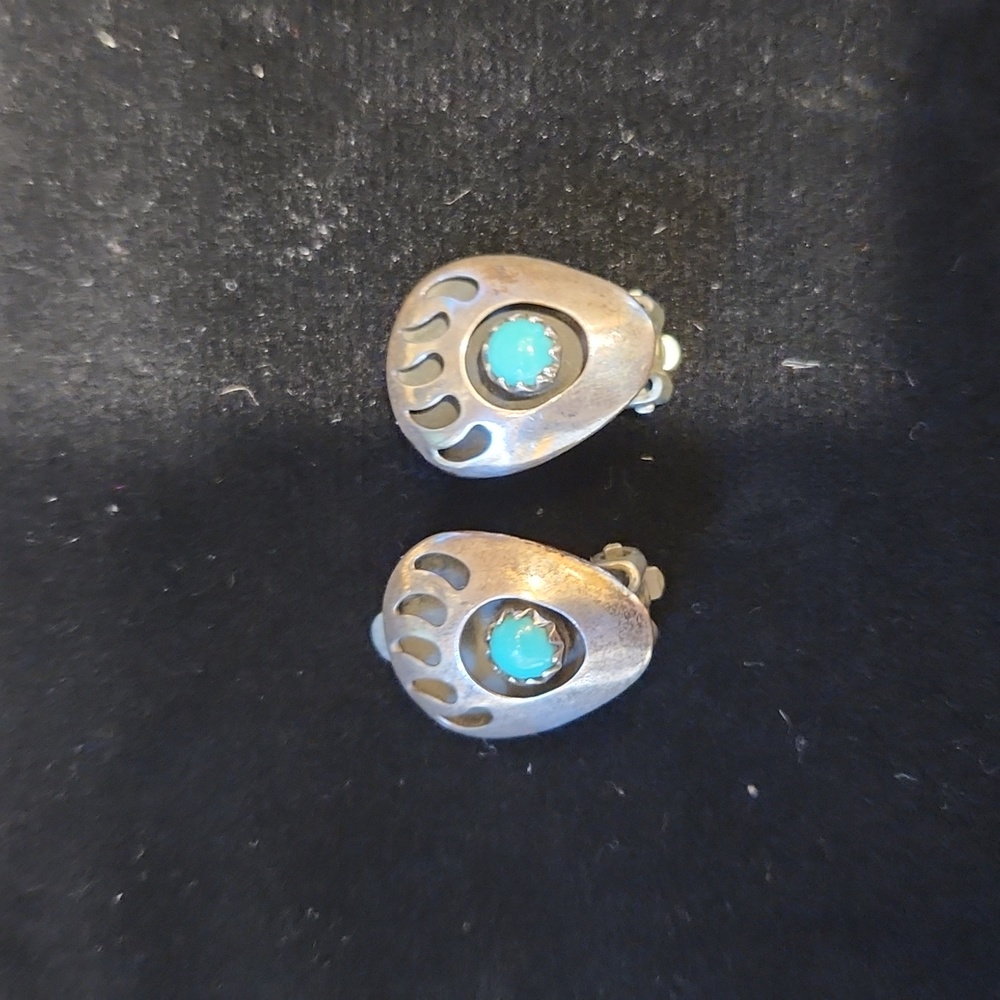 Navajo Bear Claw Clip Earrings
